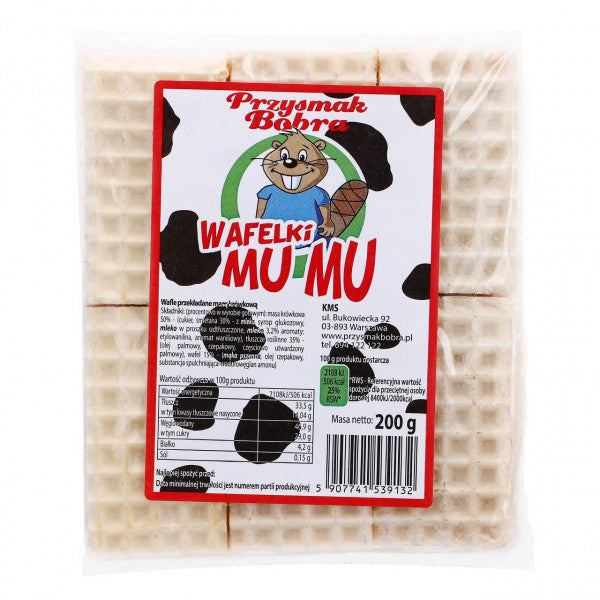 Wafelki Przysmak Bobra mu mu smak krówkowy